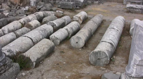 Columns lying on the ground at Perge Stock-Footage 25656926