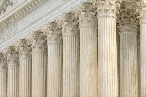 Columns marble fluted Tall vertical architecture. Columns neoclassical facade Stock Photos
