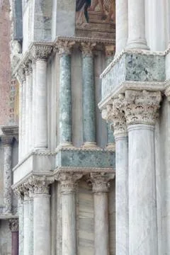 Columns outside St Mark's Basilica Stock Photos
