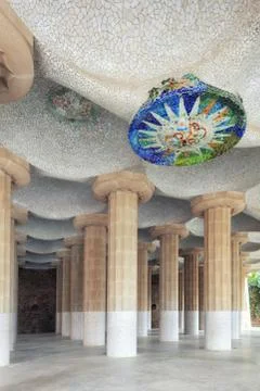 Columns of Park Guell Stock Photos