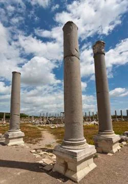 Columns at Perga in Turkey Stock Photos