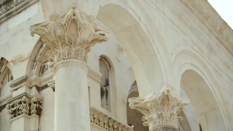 Columns in Peristyle of Diocletian's Palace in Split, Croatia. Video stock 95697462