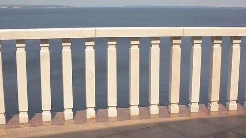 Columns. Railing with elements of the column. Filming with a slider. Columns Video stock 82584789