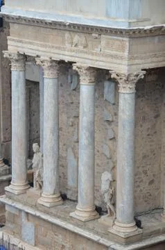 Columns of a Roman Theater in Mérida. - Spain Stock Photos