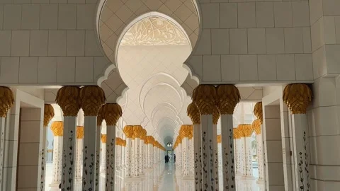 Columns at Sheikh Zayed Grand Mosque 2 Stock Footage 327468213