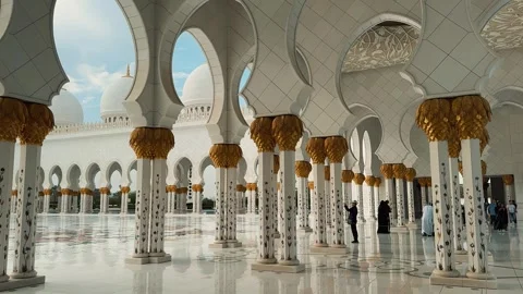 Columns at Sheikh Zayed Grand Mosque 4 (Editorial) Stock Footage 327468226