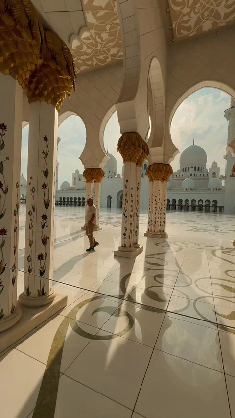 Columns at Sheikh Zayed Grand Mosque 5 (Editorial) Stock Footage 327468233