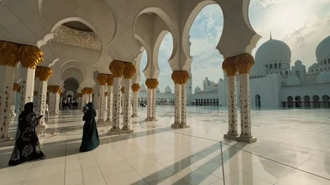 Columns at Sheikh Zayed Grand Mosque 3 (Editorial) Stock Footage 327468255