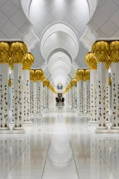Columns in the sheikh zayed grand mosque Stock Photos