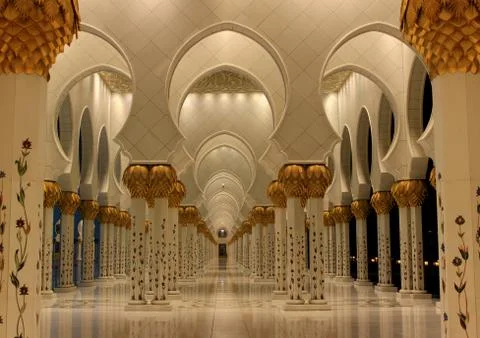 Columns - Sheikh Zayed Mosque in Abu Dhabi Stock Photos