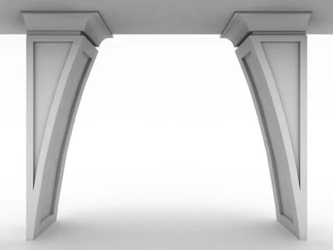 Columns, standings at an output from building Stock Illustration