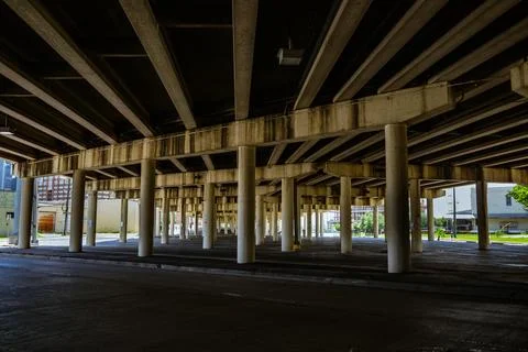 Columns supporting the bridge structure Stock Photos
