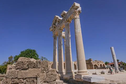 Columns of the Temple of Apollo in Side, Turkey Stock Photos