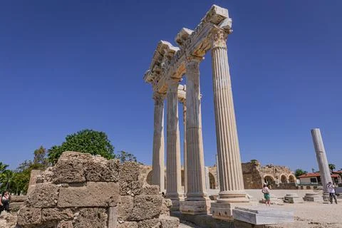 Columns of the Temple of Apollo in Side, Turkey Stock Photos