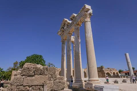 Columns of the Temple of Apollo in Side, Turkey Stock Photos