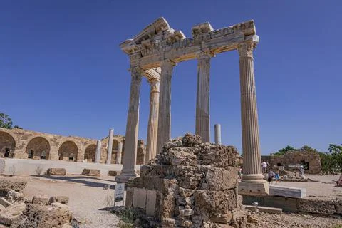 Columns of the Temple of Apollo in Side, Turkey Stock Photos