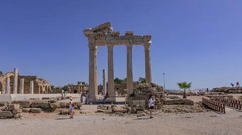 Columns of the Temple of Apollo in Side, Turkey Stock Photos