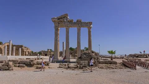 Columns of the Temple of Apollo in Side, Turkey Stock Photos