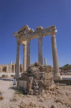 Columns of the Temple of Apollo in Side, Turkey Stock Photos