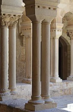 Columns in the temple in Jerusalem Stock Photos