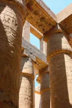 Columns of the temple of karnak Stock Photos