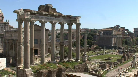 Columns of a temple in the Roman Forum Video stock 689582
