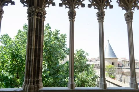 Columns to the tower Stock Photos