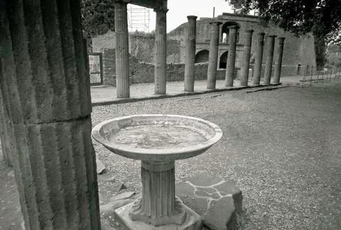 Columns of the triangular Forum in Pompeii Stock Photos