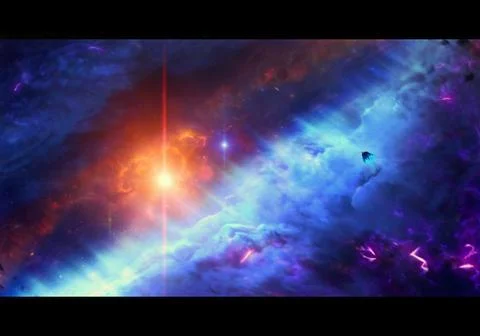 Columns of vibrant light rising into darkness Stock Illustration