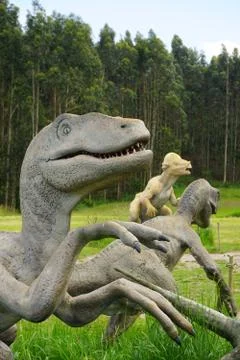 COLUNGA, SPAIN - Jun 01, 2016: dinosaurs in Museo del Jurasico in Spain Stock Photos