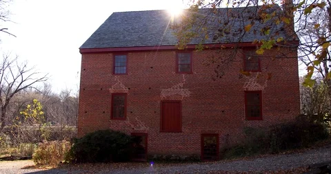 Colvin Run Mill at sunset in Great Falls, Virginia Stock Footage 98155855