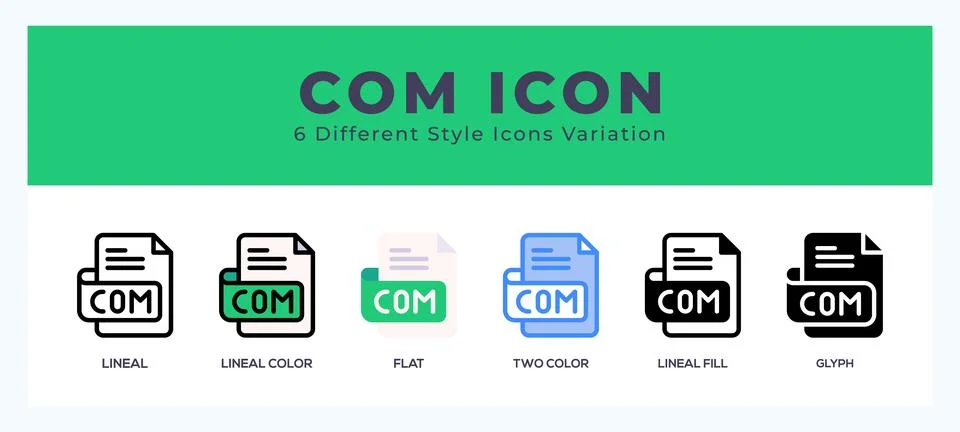Com file icon vector design illustration in trendy style Stock Illustration