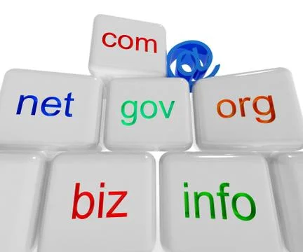 Com net org info blocks shows internet or web sites Illustration