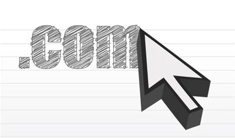 .com text over a notepad and cursor illustration design Stock-Illustration