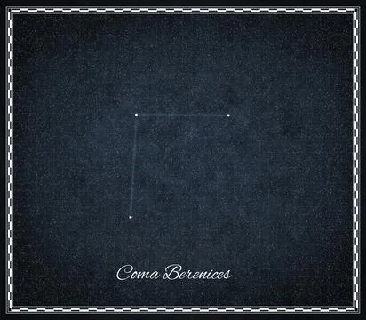 Coma Berenices star constellation, Night sky, Cluster of stars, Deep space,.. Stock Illustration