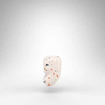 Coma symbol on white background. 3D sign with terrazzo pattern texture. Stock Illustration