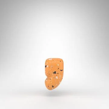 Coma symbol on white background. 3D sign with orange terrazzo pattern texture Stock Illustration