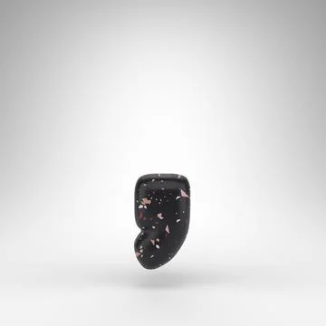 Coma symbol on white background. 3D sign with black terrazzo pattern texture. Stock Illustration