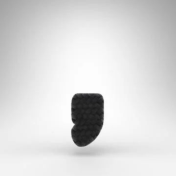 Coma symbol on white background. Black carbon fiber 3D sign with carbon threa Stock Illustration