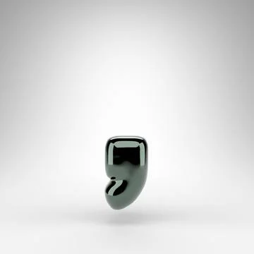 Coma symbol on white background. Green chrome 3D sign with glossy surface. Ilustração Stock