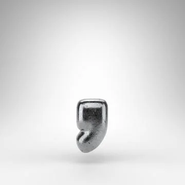 Coma symbol on white background. Iron 3D sign with gloss metal texture. Stock Illustration