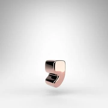 Coma symbol on white background. Rose gold 3D sign with gloss chrome surface. Иллюстрация