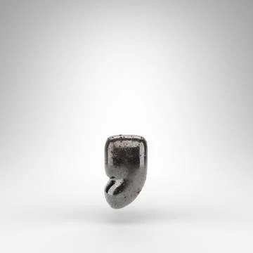 Coma symbol on white background. Rusty metal 3D sign with oxidized texture. Stock Illustration