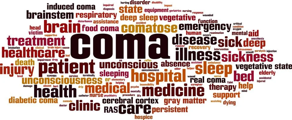 Coma word cloud Stock Illustration