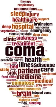 Coma word cloud Stock Illustration