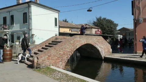 Comacchio, Italy, the Borgo bridge Stock Footage 239052888