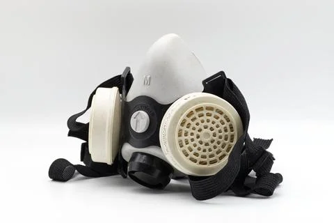Comasec S.A.S. half-face industrial respirator mask with P3 filters mask. Stock Photos