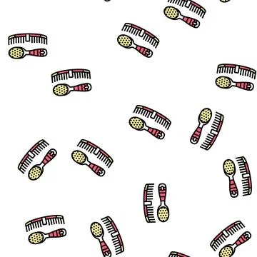 Comb and brush accessories vector seamless pattern Stock Illustration