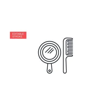 Comb and mirror icon set for hair styling Stock Illustration