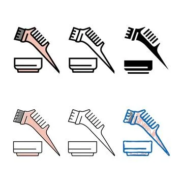Comb and plate for keratin application color diversity icon vector Ilustração Stock